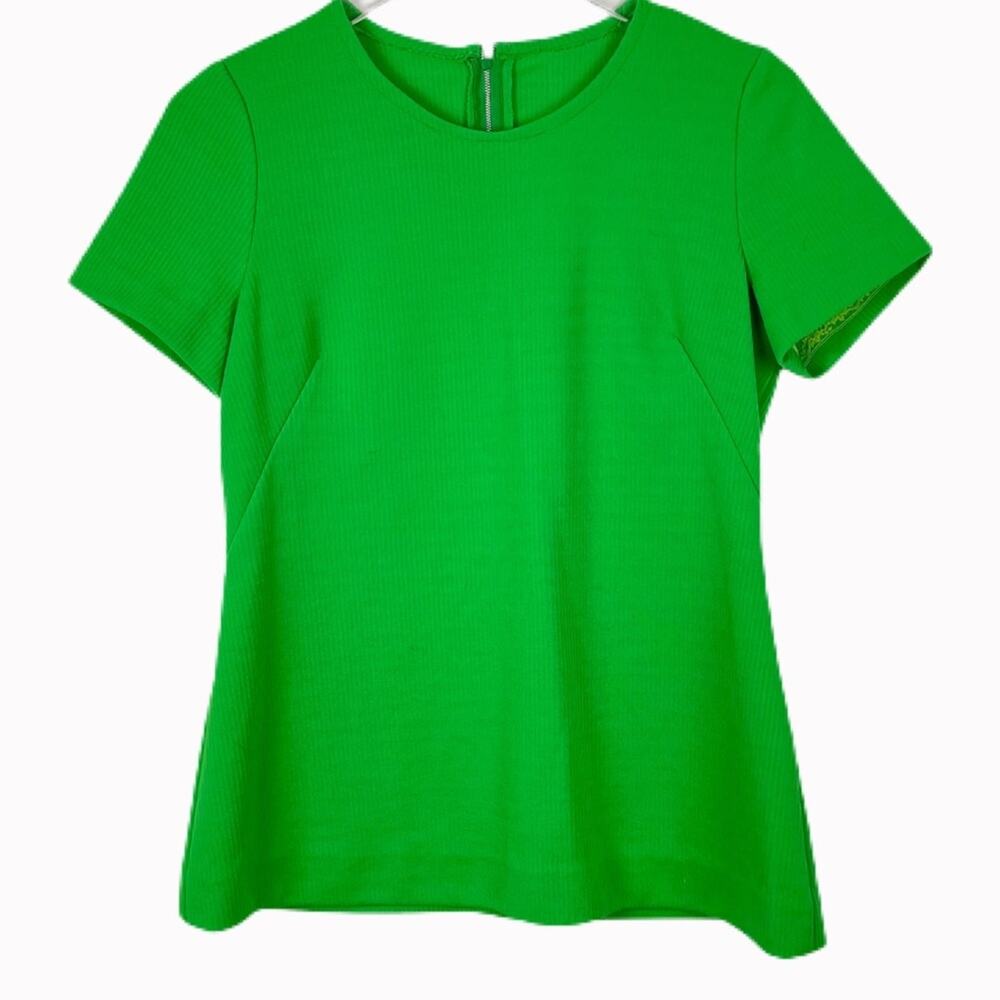 Vintage 70s Bright Green Short Sleeve Top Sz M
